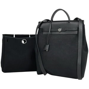 HERMES Ale Bag Ad PM Handbag Rucksack Toile Officier Black G